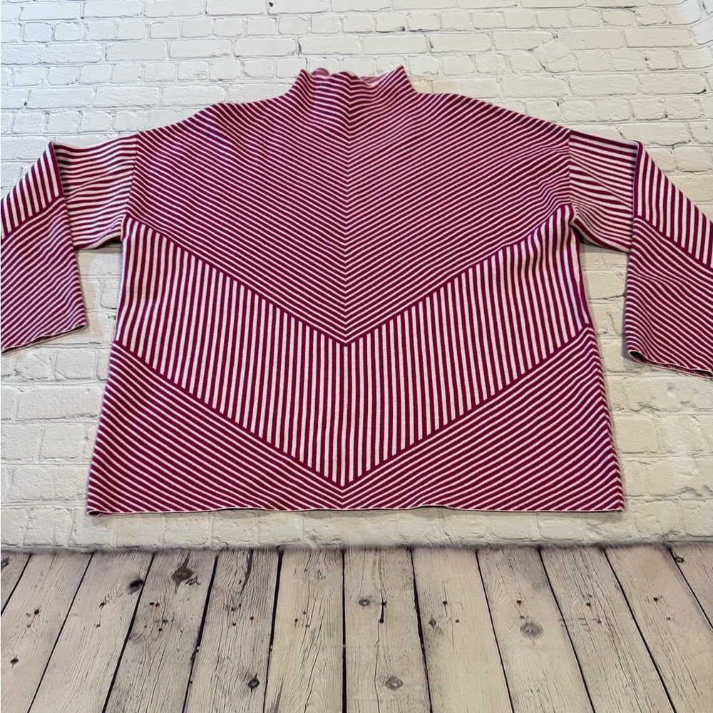 Tahari Pink and White Striped Sweater
